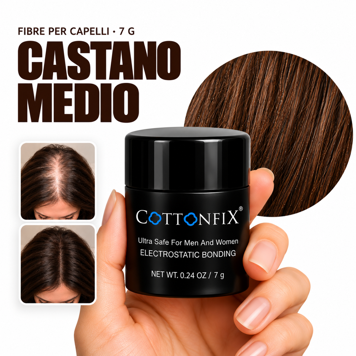 Fibre per capelli CottonFix 7 g Castano Medio