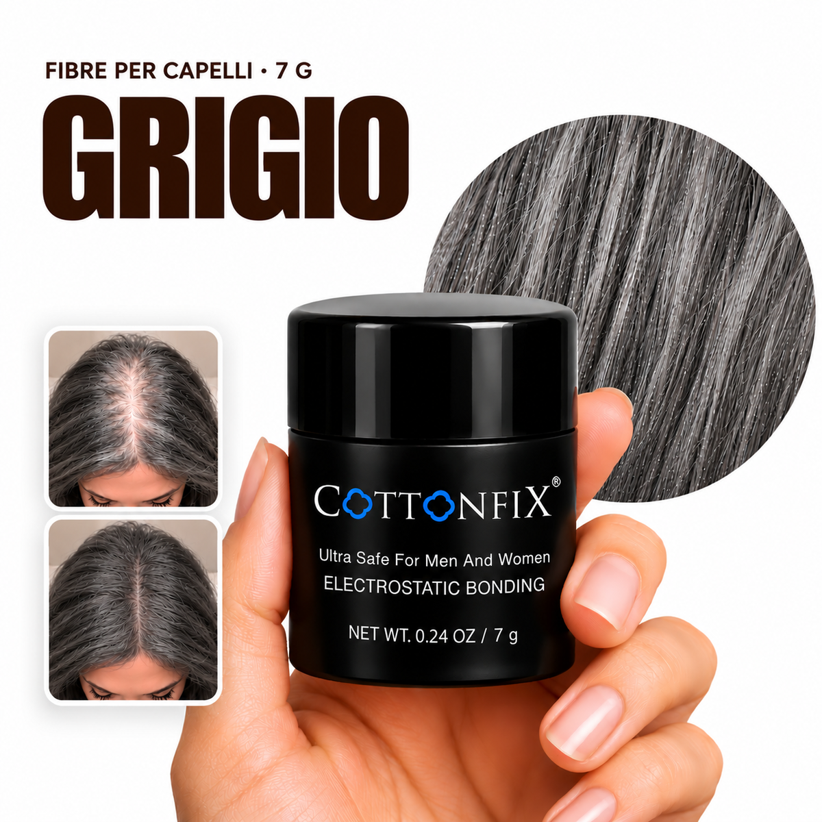 Fibre per capelli CottonFix 7 g Grigio
