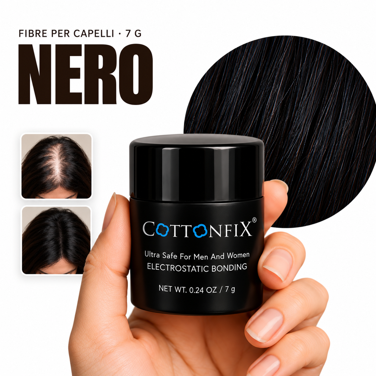Fibre per capelli CottonFix 7 g Nero